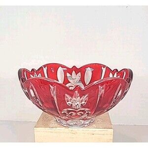 Studio Silversmiths Fine Red Crystal Candy Bowl